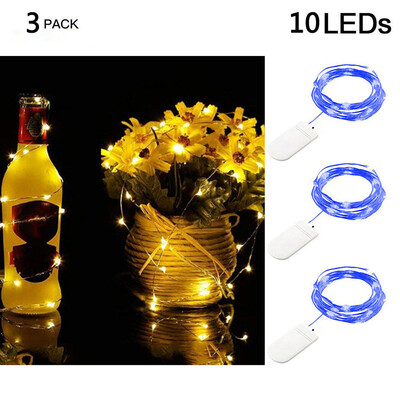 

Gobestart 3Pcs 10LED Fairy Lights Battery Starry String Copper Wire Decor Christmas