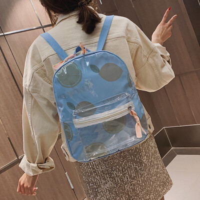 

School bag female Korean version of high school students pack ins super fire transparent shoulder bag Sen small fresh fashion girl backpack