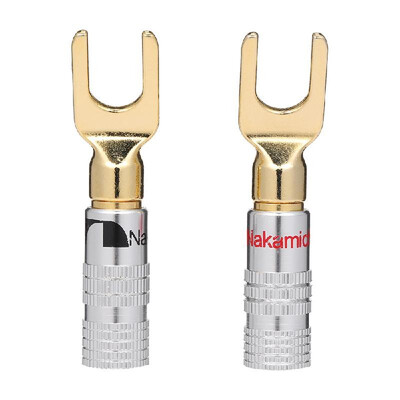 

Y Spade Speaker Plugs Wire Connector Audio Loudspeaker Connector Amplifier Adapter Left&Right Channels Gold Plated Speaker Plu