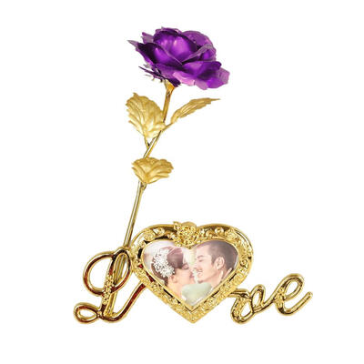 

New Hot 24K Gold Plated Artificial Rose Flower With Photo Frame Base Unique Gifts For Valentines Day Thanksgiving Mothers Day