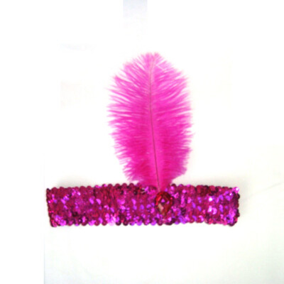 

Feather Headband 1920s Flapper Sequin Headpiece Costume Head Band Party Favor Headwear