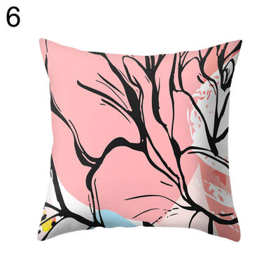 

Flower Color Block Twig Pillow Case Cushion Cover Sofa Bed Car Cafe Office Decor