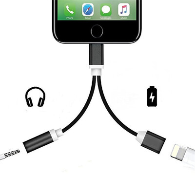 

2 in 1 Audio Adapter 8 Pin to 35mm Aux Headphone Jack 8 Pin for iPhone 7 Plus 7