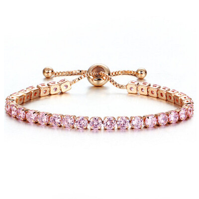 

Luxury Shiny Solid Drill Single Row Press Pull Bracelet Girls Jewelry Personality Fashion Bracelet