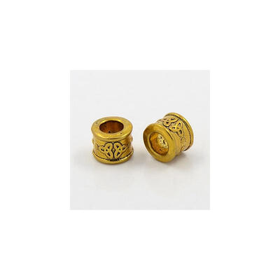 

Large Hole Beads Tibetan Style European Beads Lead Free&Cadmium Free Column with Trinity Knot Antique Golden