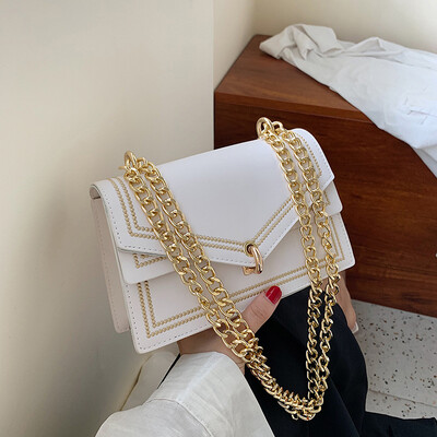 

Womens bag 2019 new Korean version chain simple small square bag fashion 100 lap texture oblique shoulder bag tide