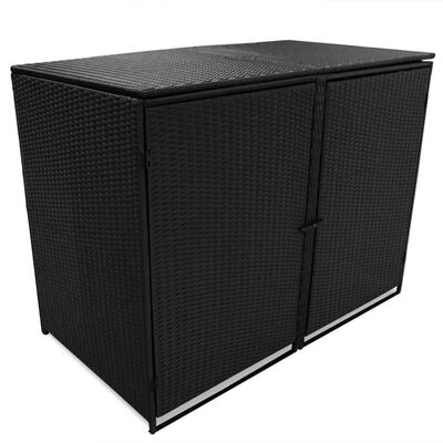 

Double Wheelie Bin Shed Poly Rattan Black 582"x315"x437