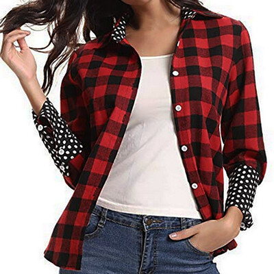 

Starmoon Womens Roll Up Long Sleeve Leisure Button Plaid Flannel Shirt