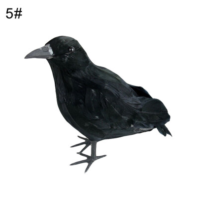 

Realistic Feathered Crows Raven Model Halloween Prop Home Garden Yard Decor