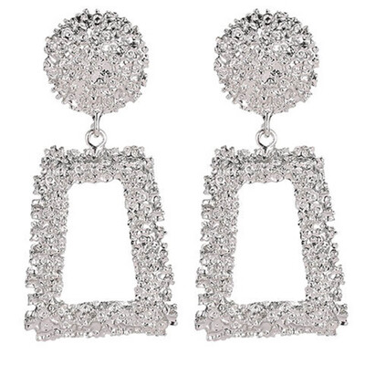 

Creative Personality Embossed Trapezoidal Long Metal Earrings