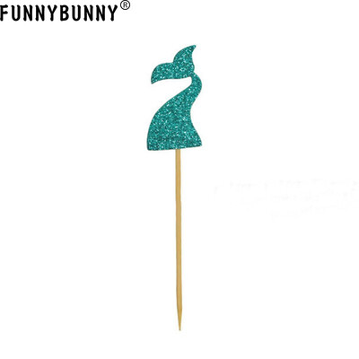 

FUNNYBUNNY Theme Cupcake Topper Cake Picks Decoration for Baby Shower Birthday Party Favors Mermaid Tail Seahorse Starfish