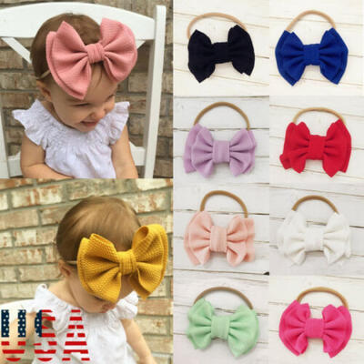 

Toddler Girls Baby Kids Big Bow Headband Hairband Stretch Turban Knot Head Wraps