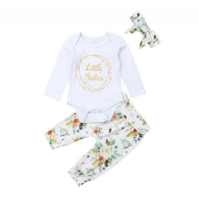 

Newborn Baby Girl Floral Clothes Jumpsuit Romper Bodysuit Pants Outfit Set 3PCS