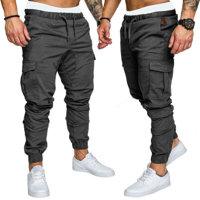 

Mens Slim Fit Urban Straight Leg Trousers Casual Pencil Jogger Cargo Pants