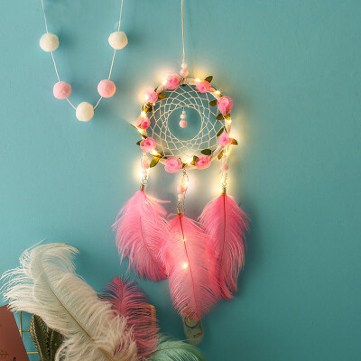 

Siaonvr Handmade Dreamcatcher Feathers Night Light Car Wall Hanging Room Home Decor