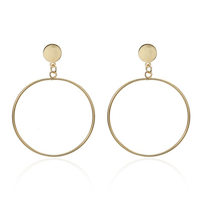 

Simple fashion gold color Silver plated geometric Long Circle earrings for women fashion big hollow drop earrings jewelry
