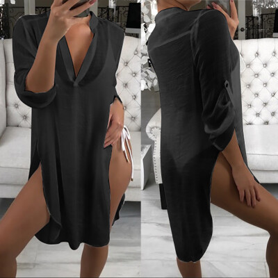 

Starmoon Women V Neck Split Design Blouse Tops Bikini Cover Beach Blouse
