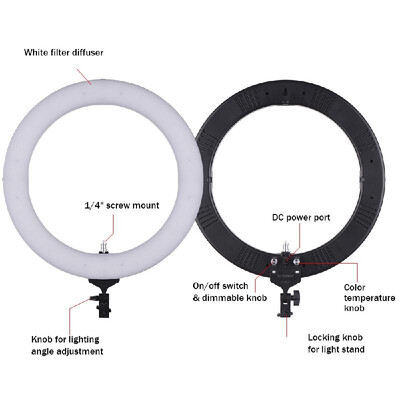 

ZOMEI 18 Inch 2700-5500K Bi-color Dimmable Ring Video Light LED Fill Light CRI 90 with Mini Ball Head Phone Holder Carrying Bag
