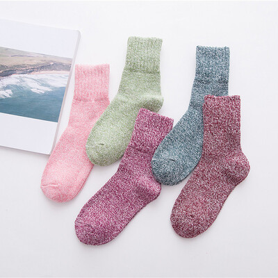 

5 Pairs Women Wool Cashmere Thick Warm Soft Solid Casual Sports Socks Winter NEW