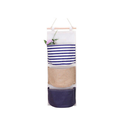 

Gobestart Colored Wall-Mounted Fabric Storage Bag Hanging Organizer With 3 Pockets-Type A