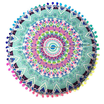 

Kozart 43 43 CM Round Indian Mandala Floor Round Bohemian Pillows Case Color Pillow Cover Textile Pillow Slip