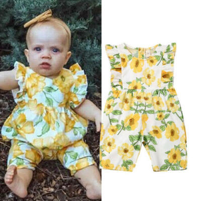

Toddler Kids Baby Girls Flower Romper Bodysuit Jumpsuit Outfits Sunsuit Clothes