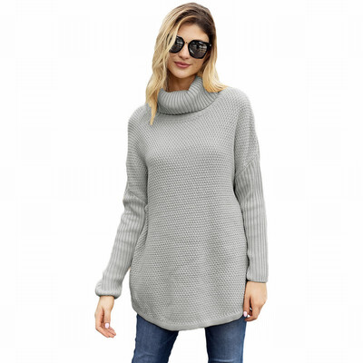 

Ribbed Knit Long Sleeve Turtleneck Sweater Casual Turtleneck Sweater