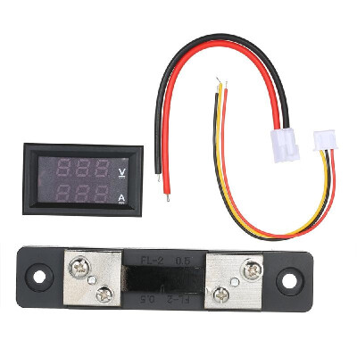 

028" LED Voltmeter Ammeter 100V 100A Digital Multimeter Display Voltage Current Tester Blue Red Dual Digital Display