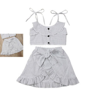 

2Pcs Kids Baby Girl Floral Tops T-shirt Ruffle Bow Skirt Dress Outfits Clothes