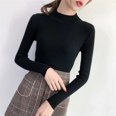 

Womens Sexy Long Sleeve Knitted Tops Warm Shirts Solid Knitwear Slim Fit Sweater