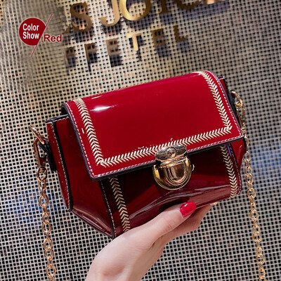 

Fashion Patent Leather womens shoulder bag small crossbody bags for women 2019 soft Mini Embroidery Flap Chain Messenger Bags