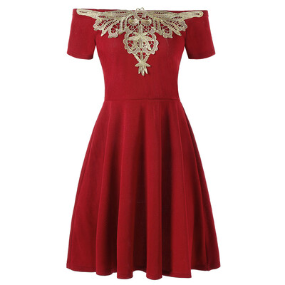 

Off The Shoulder Applique Mini Dress
