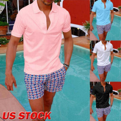 

Mens Causal Regular Fit Polo Shirt Short Sleeve Summer Work Basic Tee Solid Top