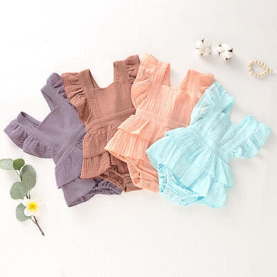 

UK Newborn Baby Girl Clothes Sleeveless Ruffle Romper Bodysuit Jumpsuit Outfits