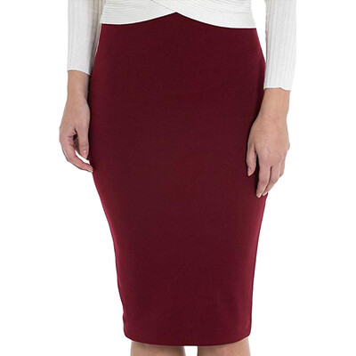 

Roseonmyhand Womens Elastic Waist Stretch Bodycon Solid Color Formal Pencil Skirt