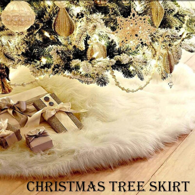 

7890122 Christmas Plush Skirt Pure Snow White Long Haired Christmas Tree Skirt