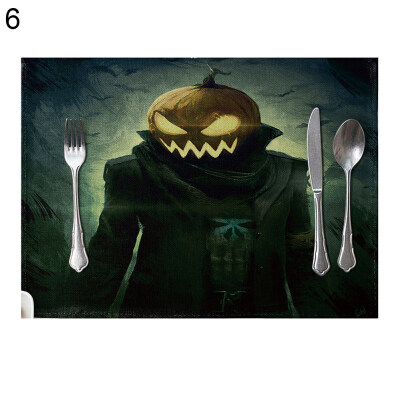 

Halloween Dining Table Placemat Pumpkin Bat Heat-resistant Pad Kitchen Decor