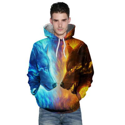 

New Fashion Double Wolf Head 3D Printing Male Hoodie