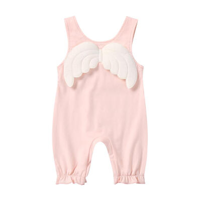 

Newborn Baby Summer Romper Cotton Sleeveless O-Neck Back Wings Jumpsuits