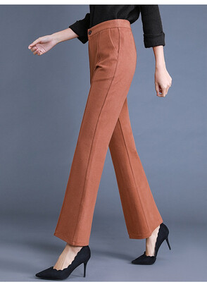 

Casual pants women 2018 autumn winter new thick woolen pants Korean version of high waist show thin broad leg micro pants women