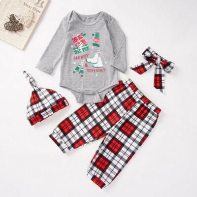 

US Newborn Toddler Baby Girl Boy Christmas Clothes Romper Top Shirt Pants Outfit