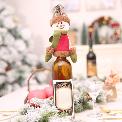 

New Christmas Decor Cartoon Santa Claus Snowman Deer Wine Bottle Cover Clothes