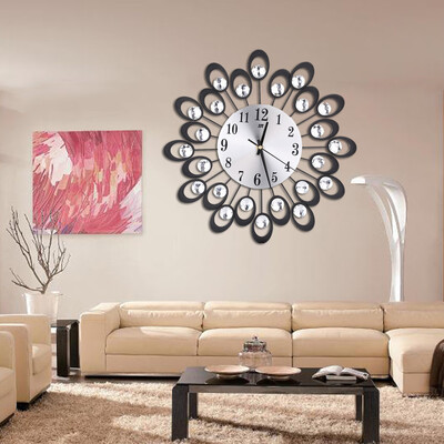 

Gobestart 3D Wall Clock Diamonds Non-Ticking Silent Dazzling Metal Wall Clock
