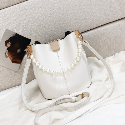 

Summer pearl portable casual large capacity bucket bag female 2019 new wave wild single shoulder fashion Messenger bag