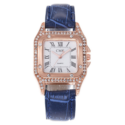 

Fashion Square Ladies Watches Retro Diamond Dial Reloj hombre Leather Casual Female Clock Baracelet Watch Montre Feminino 533