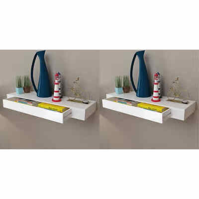 

Floating Wall Shelves with Drawers 2 pcs White 315"