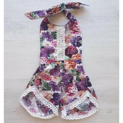 

USA Newborn Baby Girl Lace Floral Sleeveless Backless Romper Bodysuit Jumpsuit
