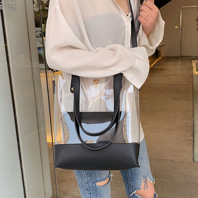 

French small bag of foreign shoulder bag handbags new 2019 large capacity casual Messenger bag wild transparent bag
