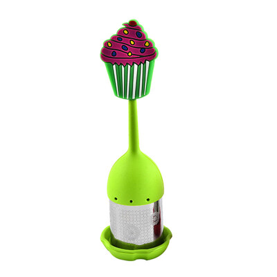 

Silicone Stainless Steel Cup Cake Shape Loose Tea Maker Infuser Strainer Filter