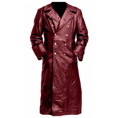 

Mens Gothic Steampunk Coats Pu Leather Jacket Medieval Cosplay Party Costume